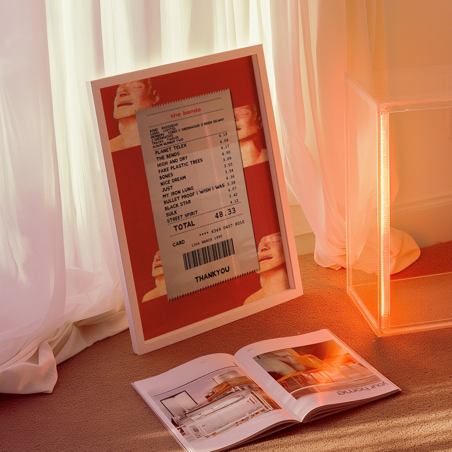 Radiohead the Bends receipt poster