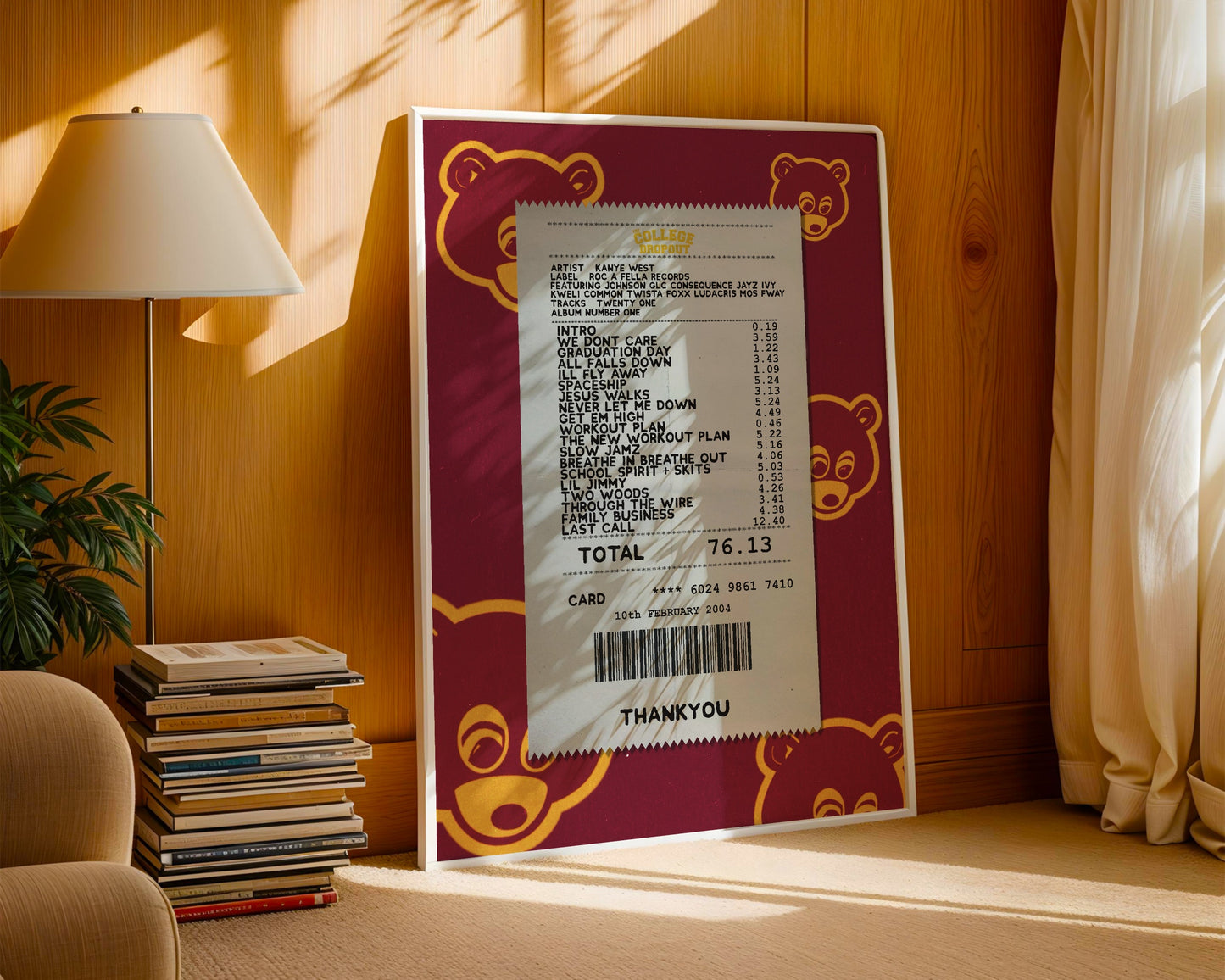 Kanye West College Dropout receipt poster