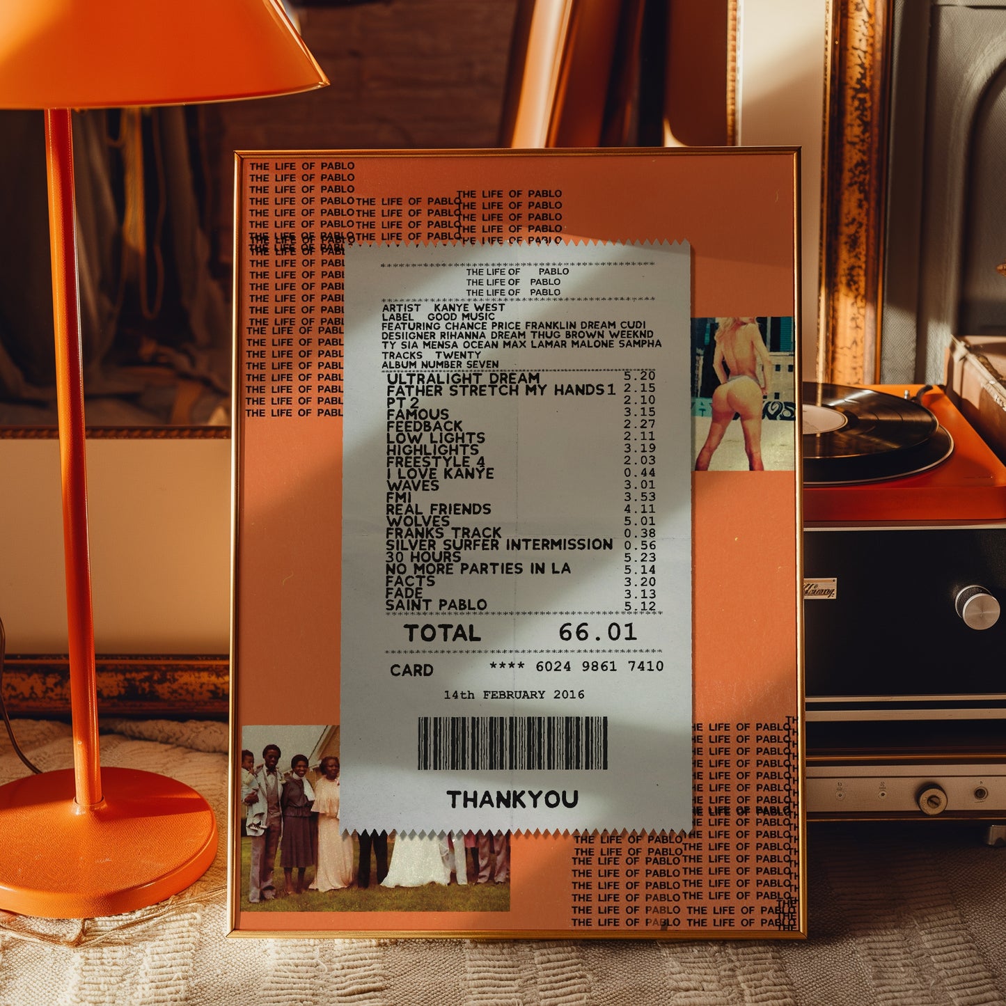 Kanye West Life of Pablo receipt poster