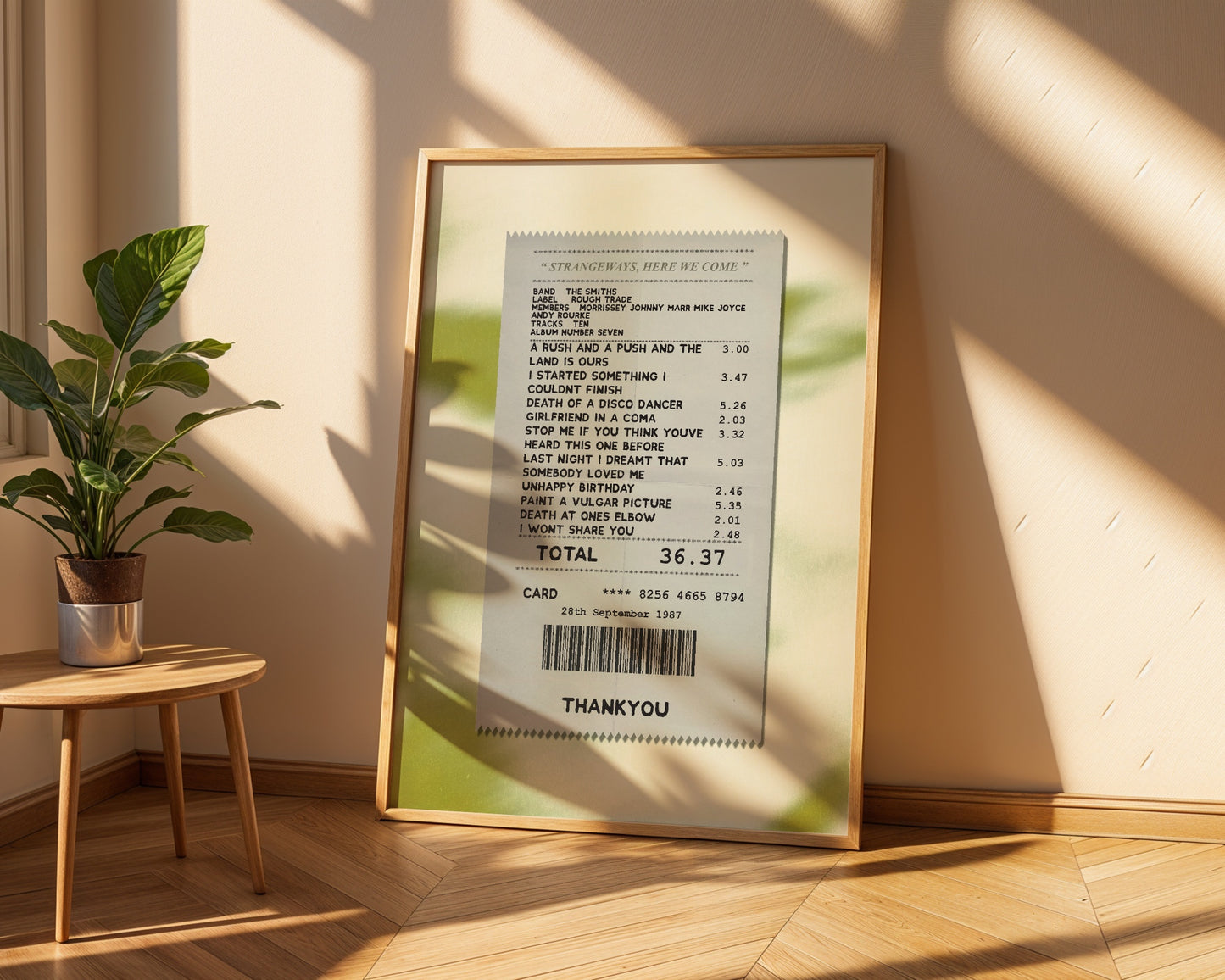 The Smiths Strangeways, Here we come receipt poster