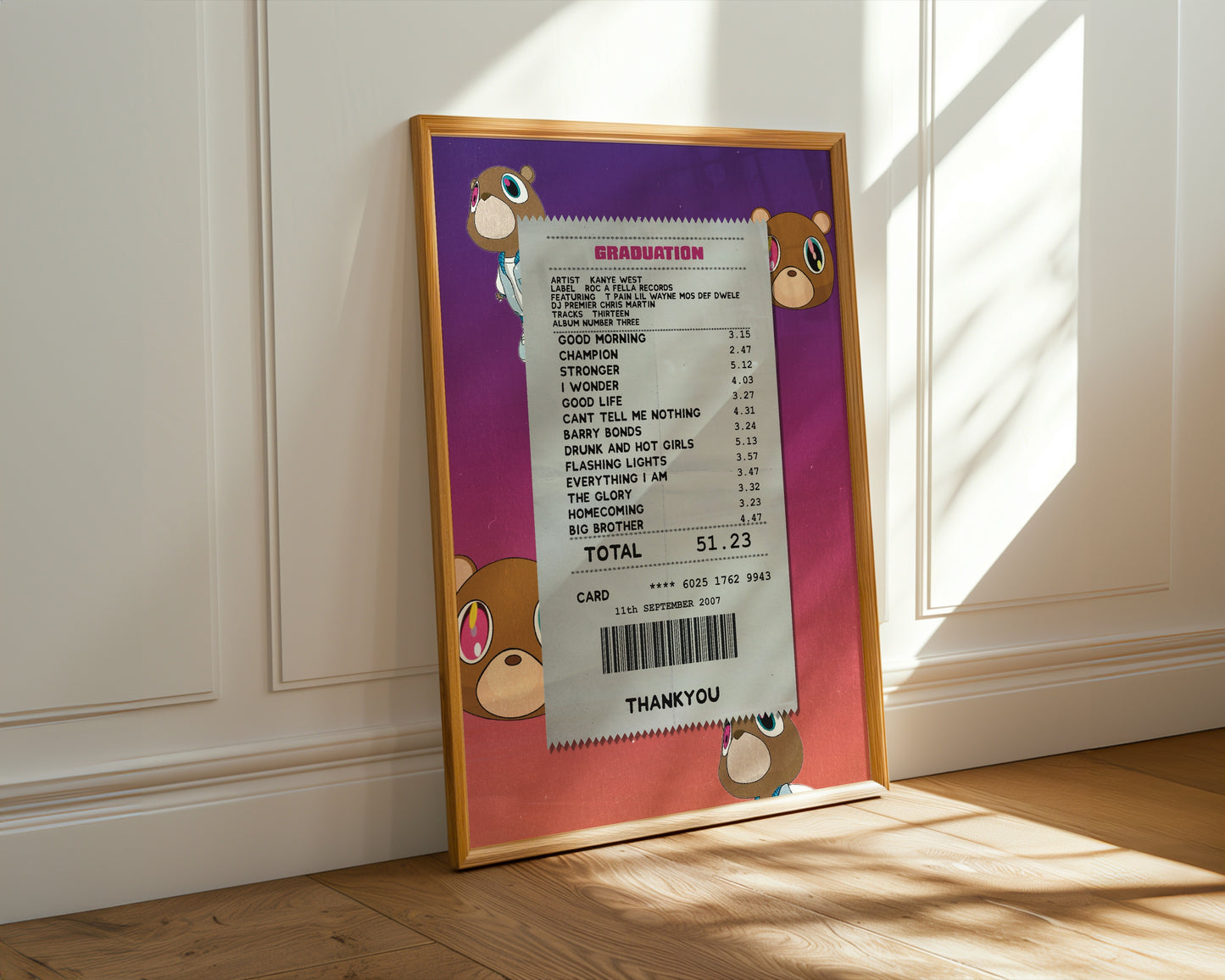Kanye West Graduation receipt poster