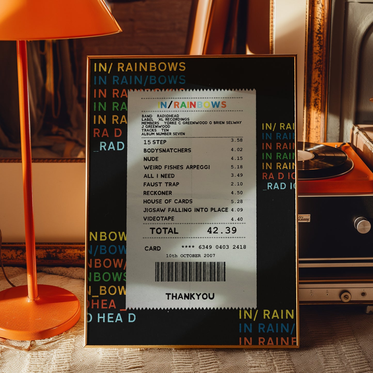 Radiohead In Rainbows receipt poster