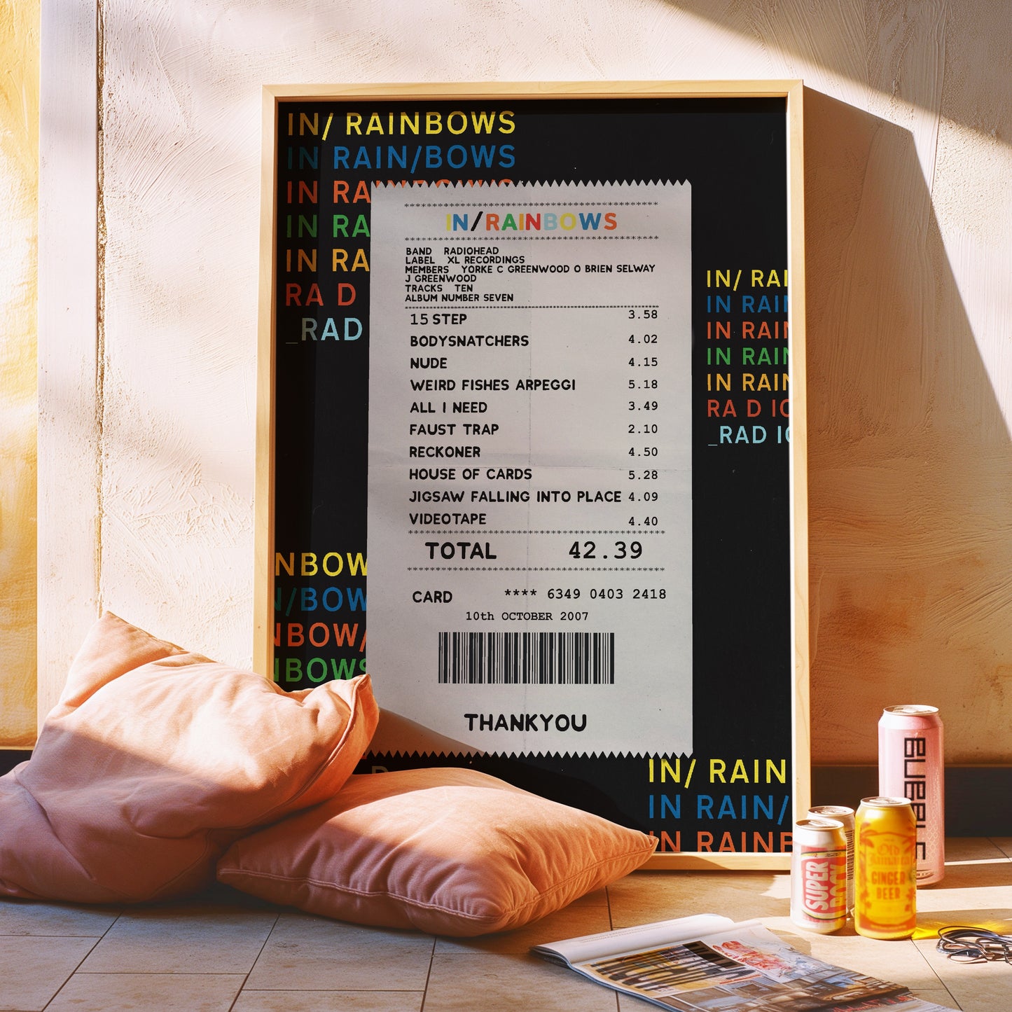 Radiohead In Rainbows receipt poster