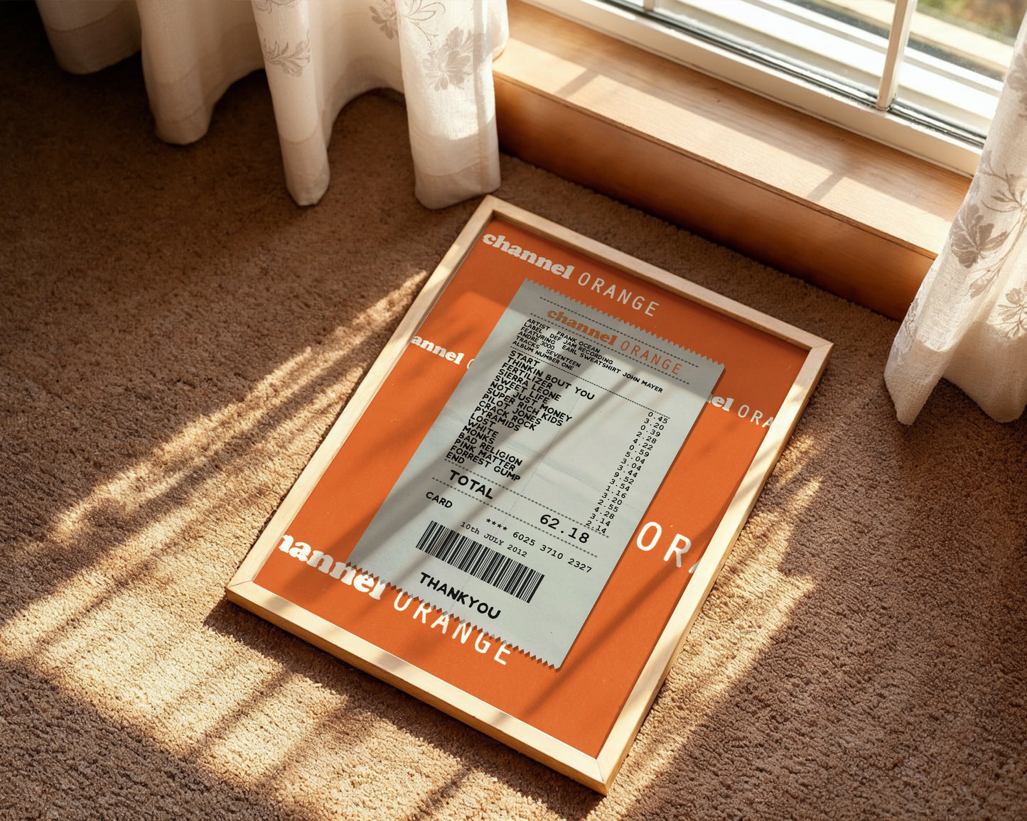 Frank Ocean Channel Orange receipt poster
