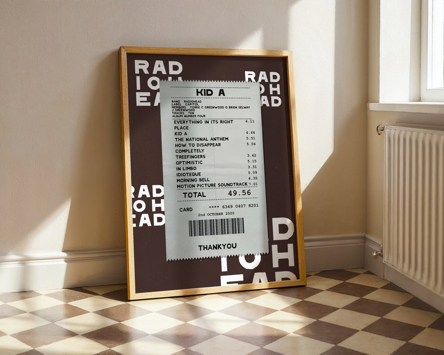 Radiohead Kid A receipt poster