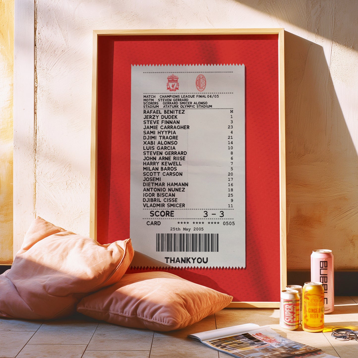 Liverpool 2005 UCL Final match receipt poster