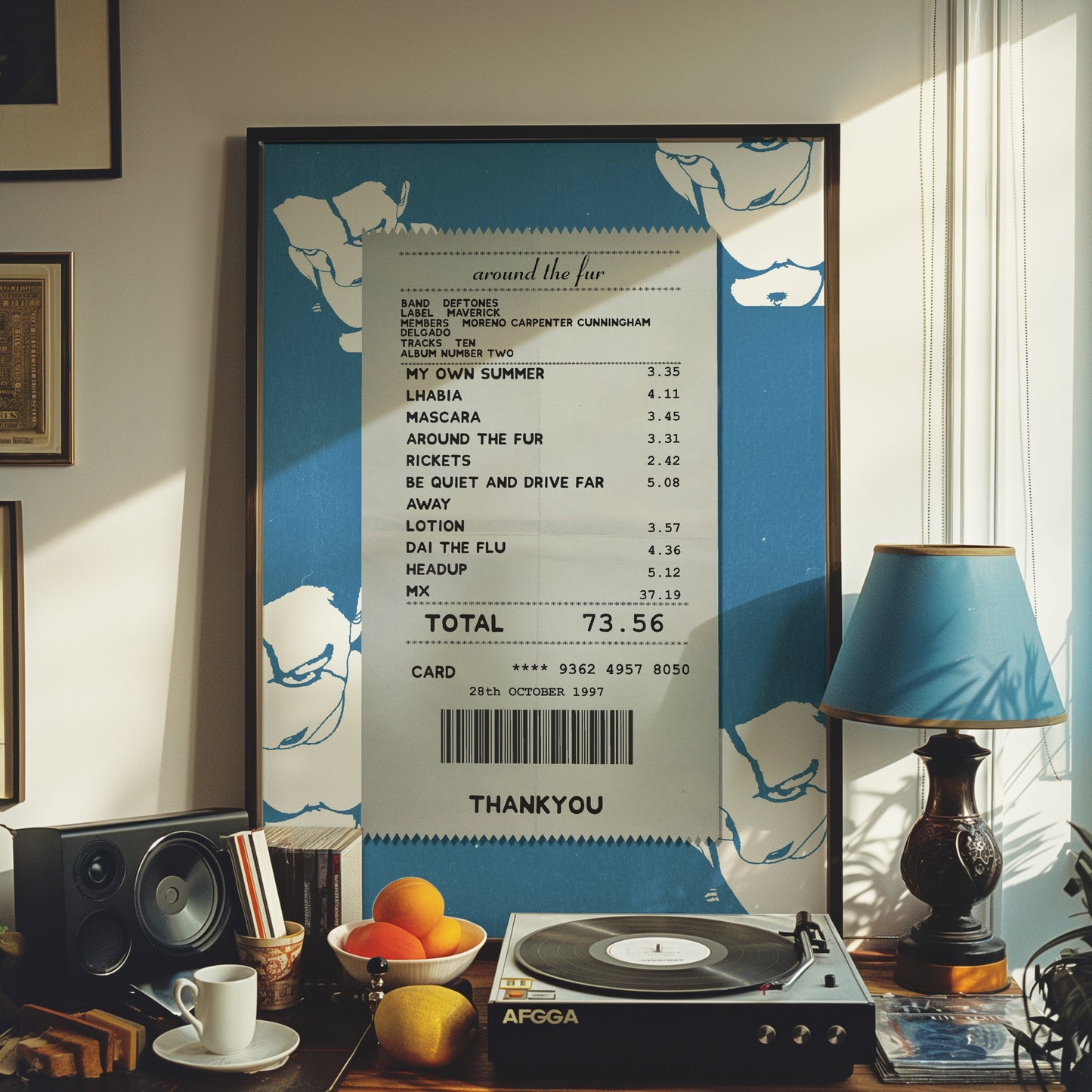 Deftones Around the Fur receipt poster