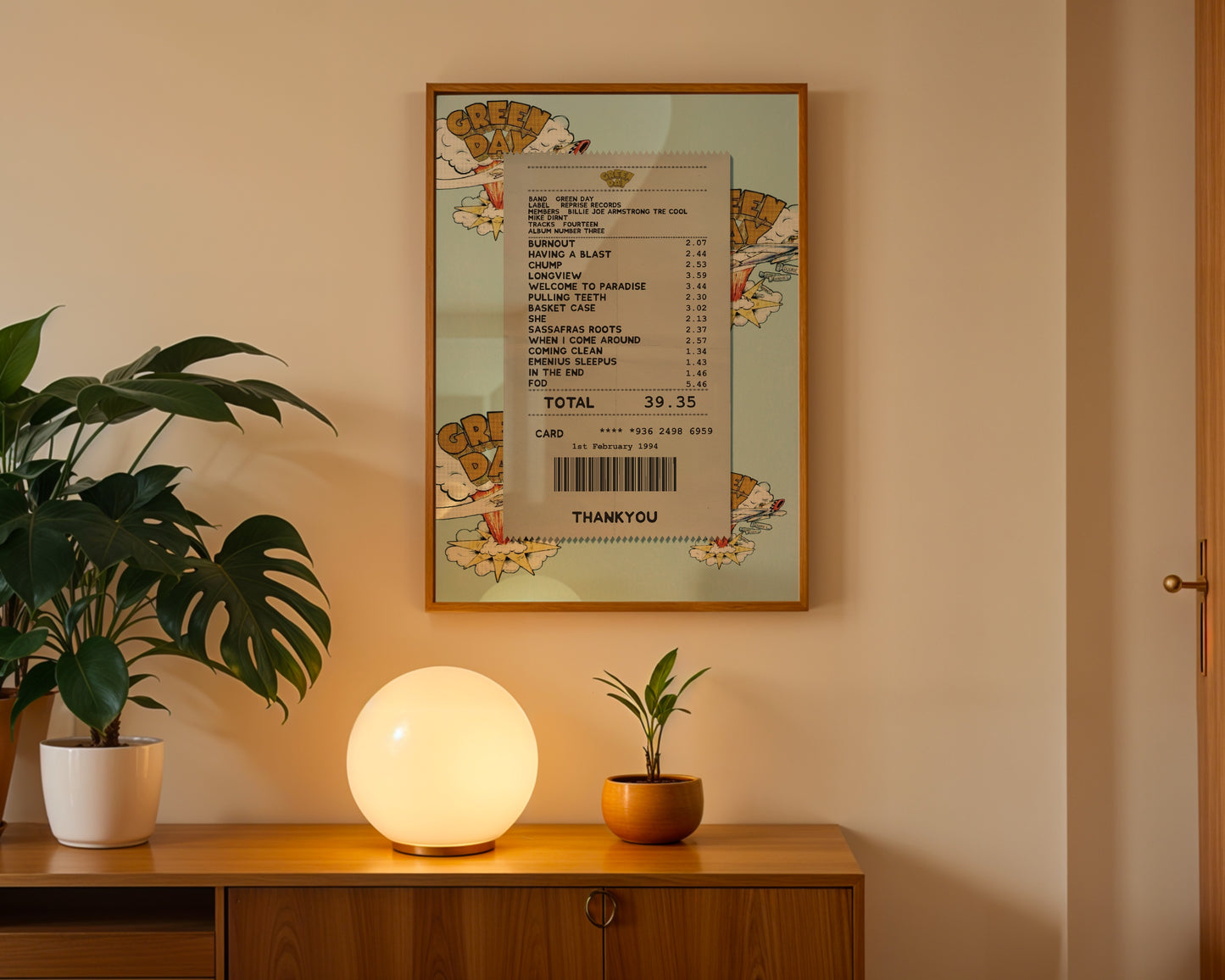 Green Day Dookie receipt poster