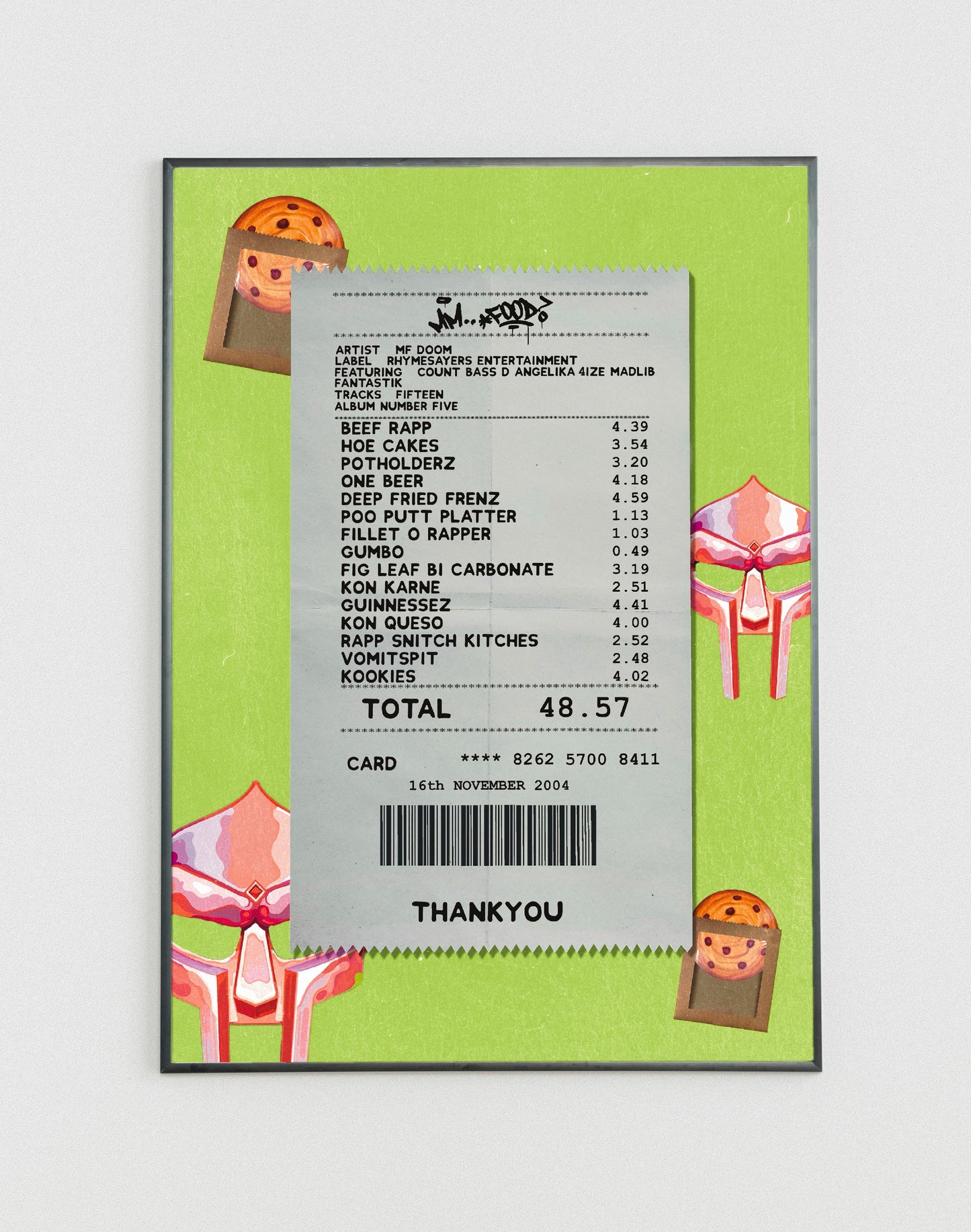 MF DOOM Mm…Food receipt poster