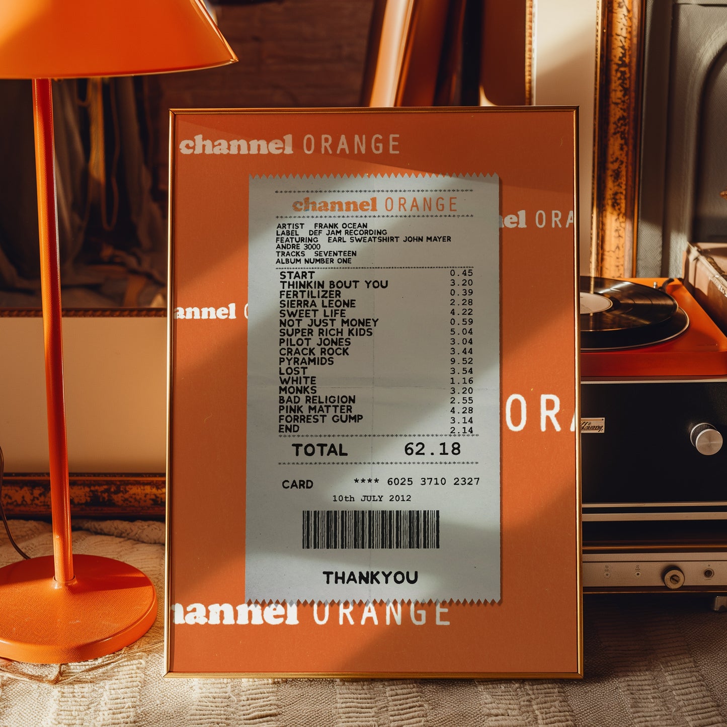 Frank Ocean Channel Orange receipt poster