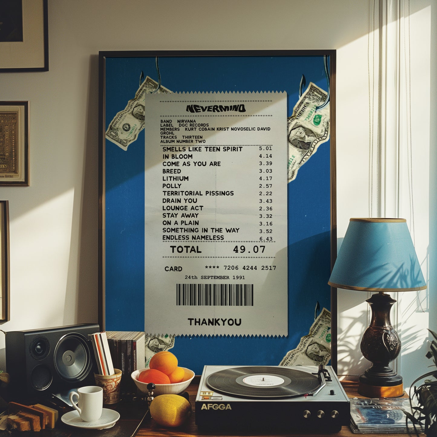 Nirvana Nevermind receipt poster