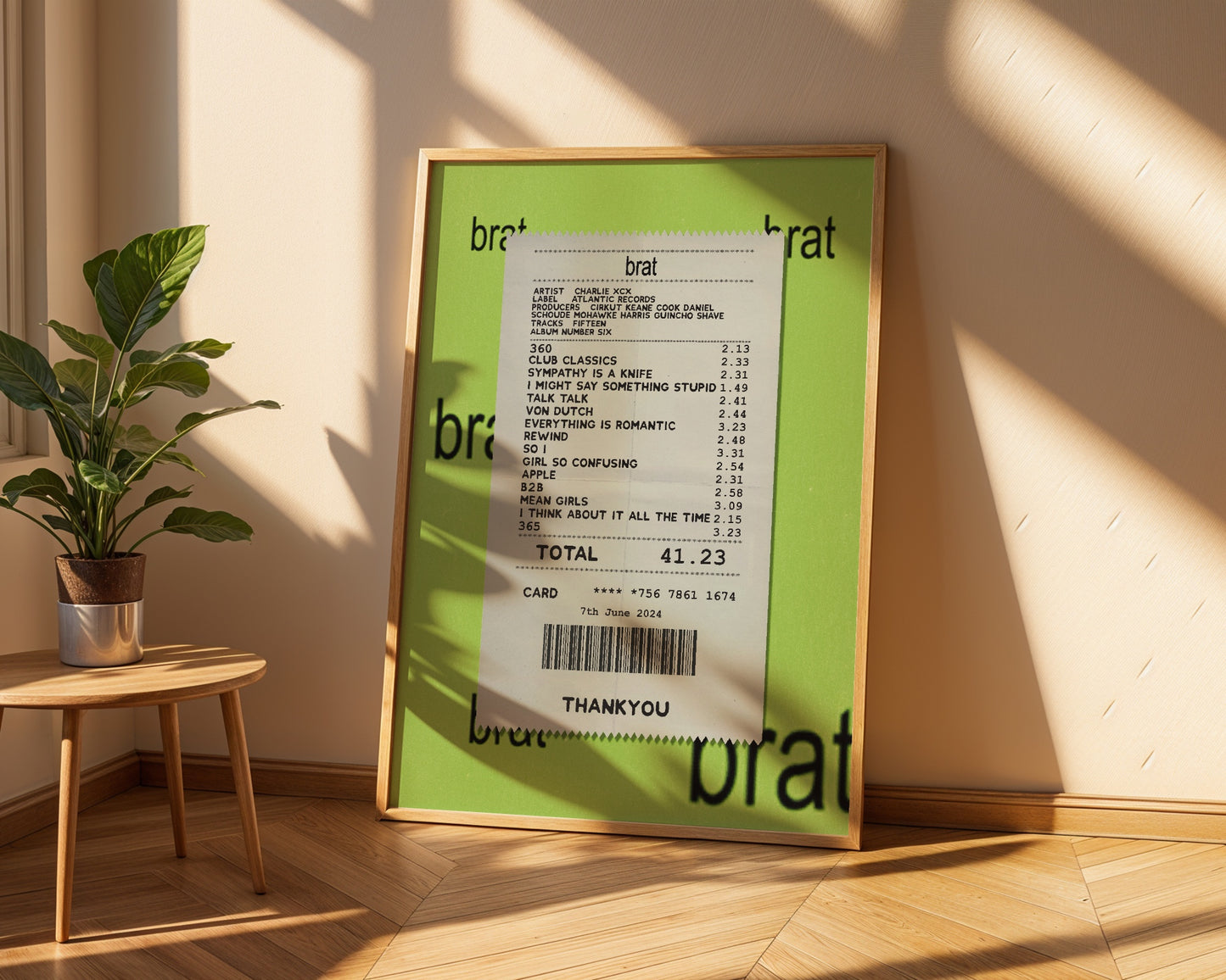 Charlie XCX Brat receipt poster