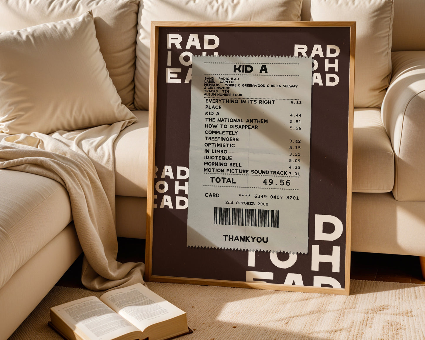 Radiohead Kid A receipt poster