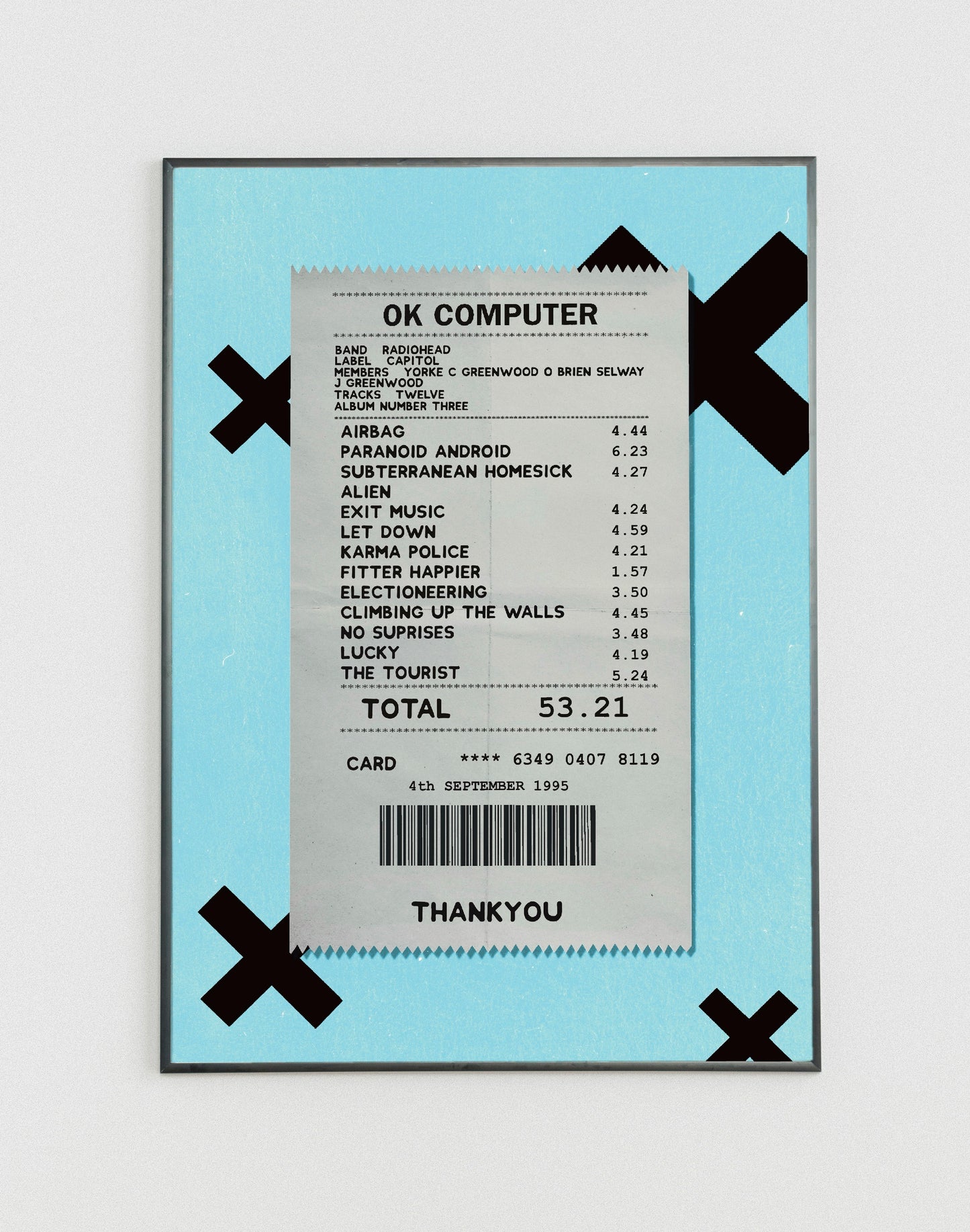 Radiohead Ok Computer receipt poster