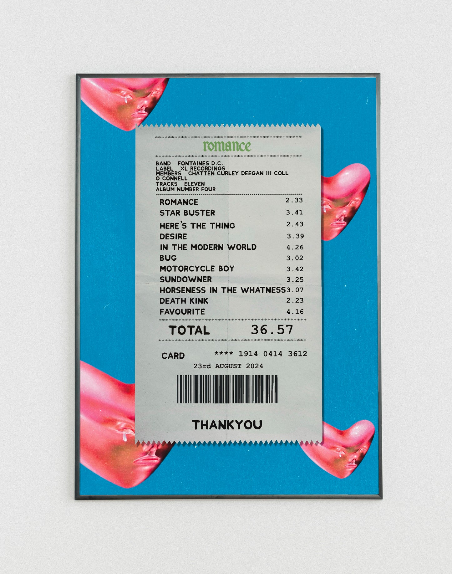 Fontaines D.C. Romance Receipt poster