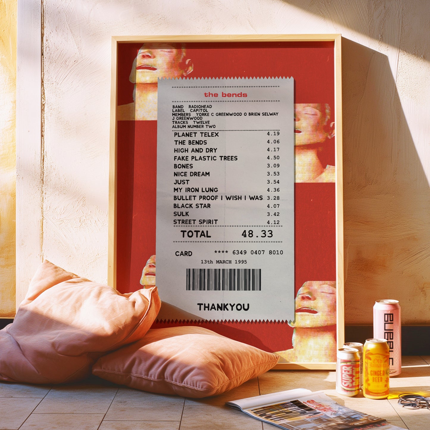 Radiohead the Bends receipt poster