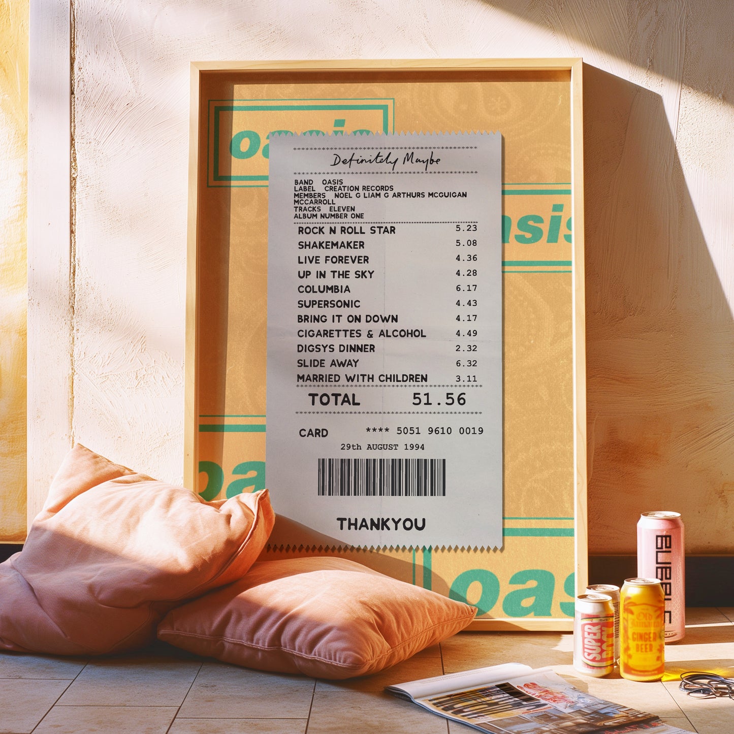 Oasis Definitely Maybe receipt poster