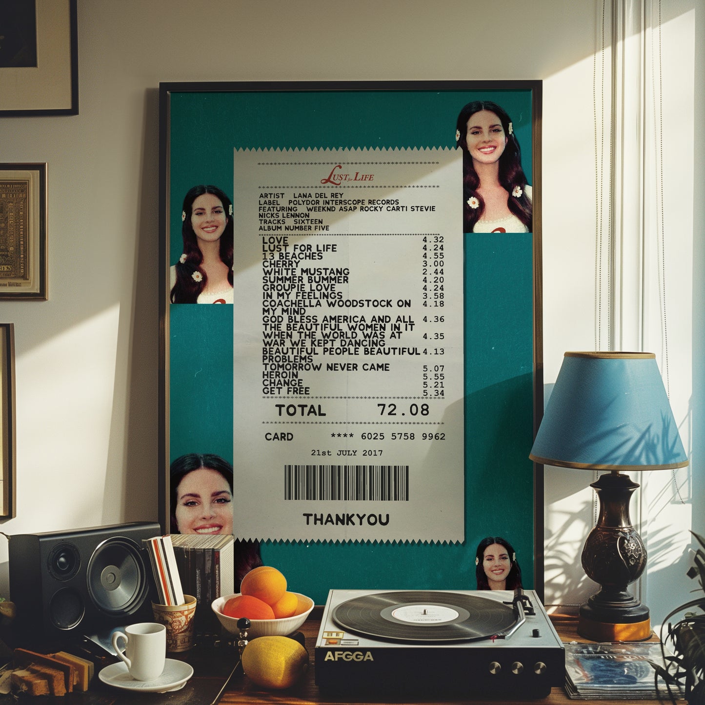 Lana Del Rey Lust for Life receipt poster