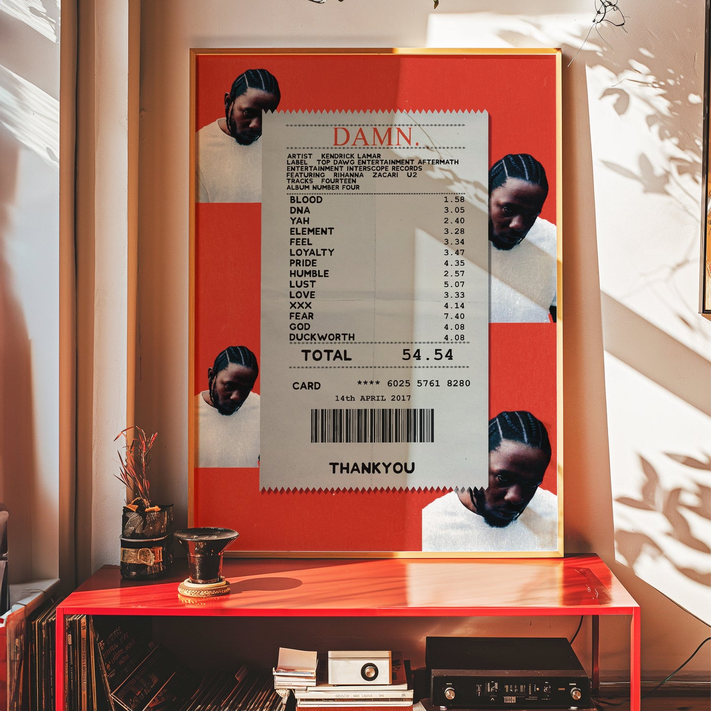 Kendrick Lamar Damn receipt poster