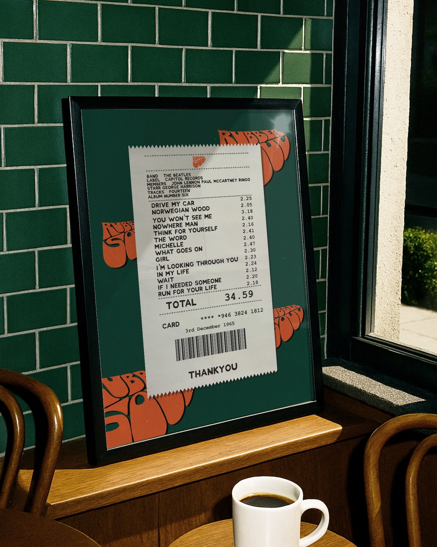 The Beatles Rubber Soul receipt poster