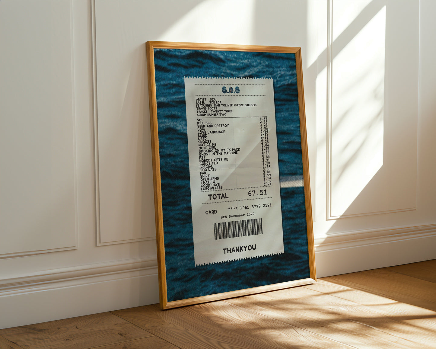 SZA S.O.S receipt poster
