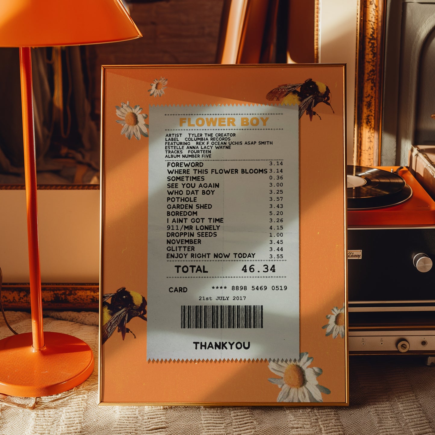 Tyler the Creator Flower Boy receipt poster