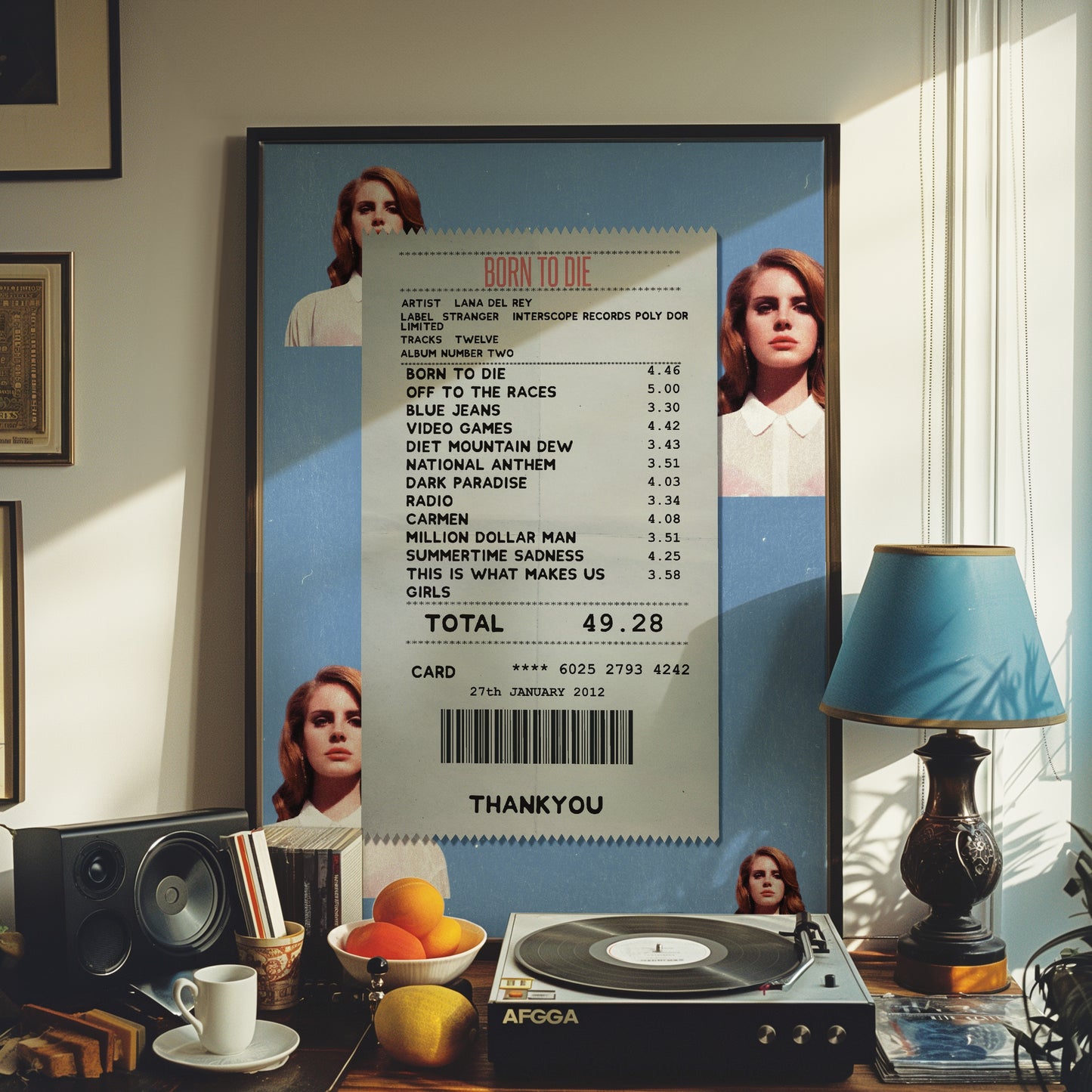 Lana Del Rey Born to Die receipt poster