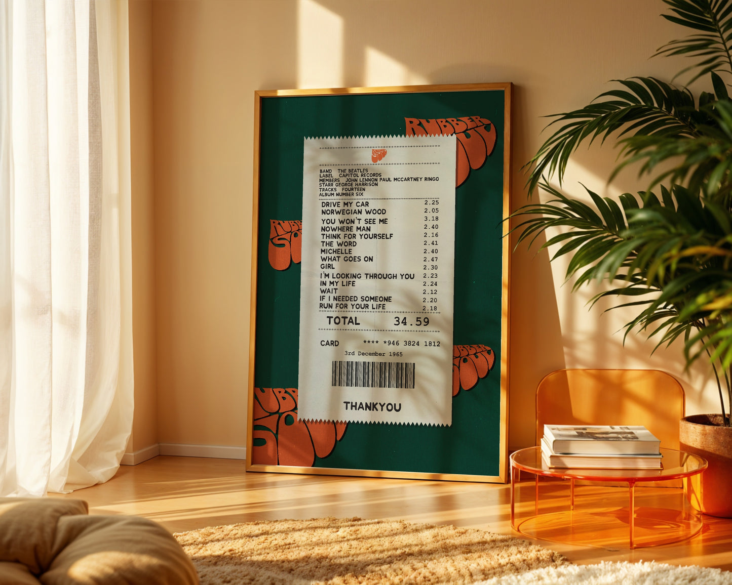 The Beatles Rubber Soul receipt poster