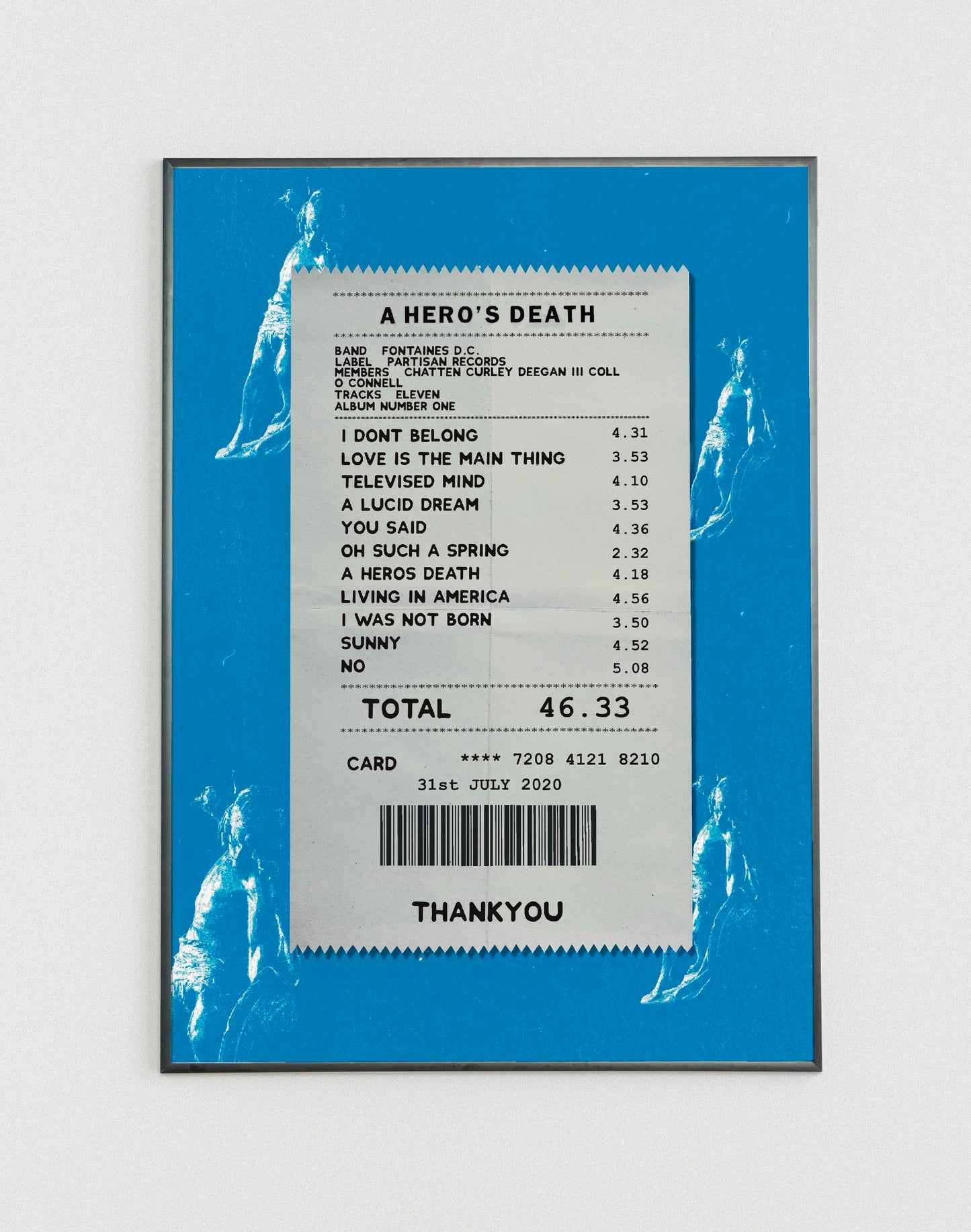 Fontaines D.C. Hero’s Death receipt poster