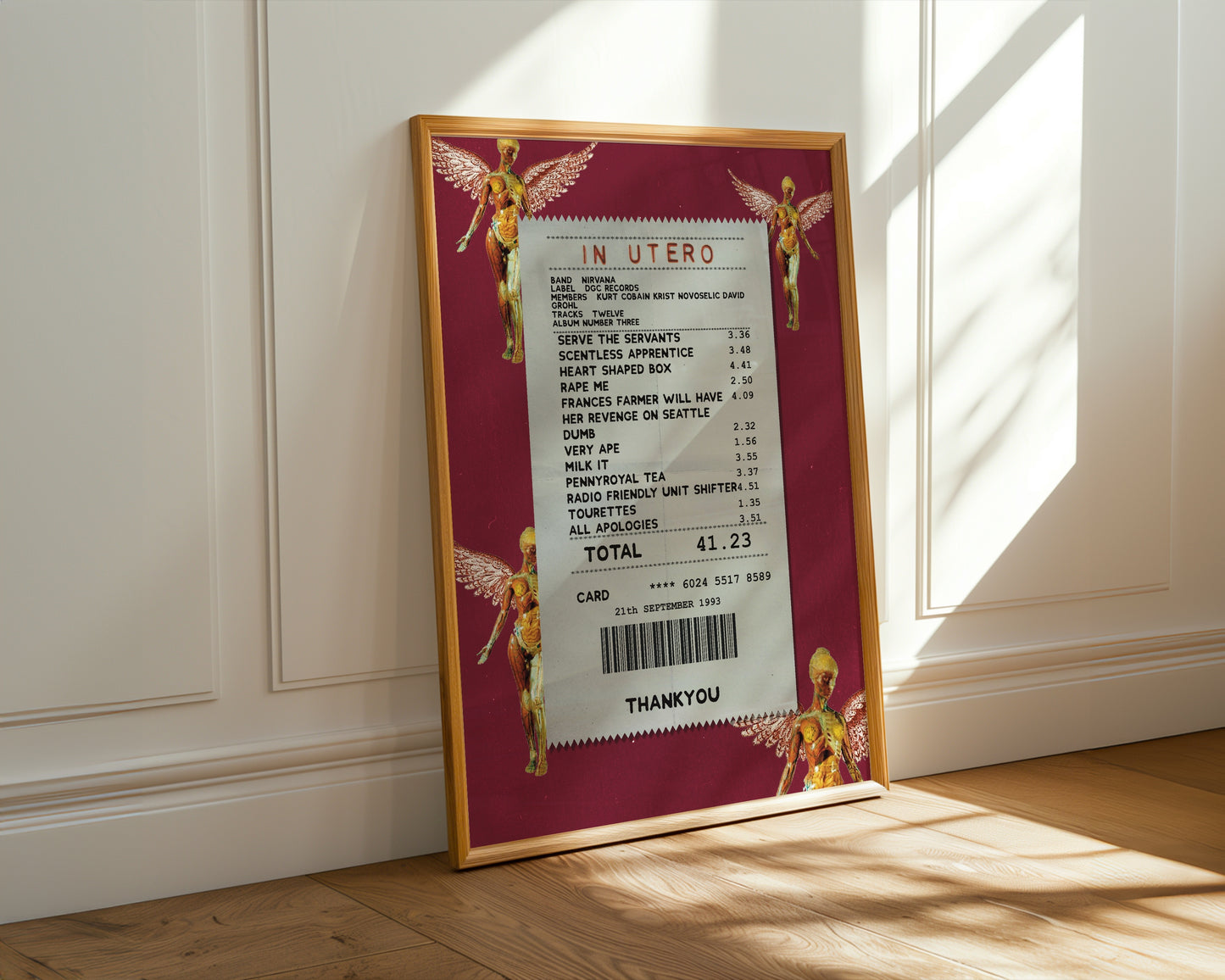 Nirvana In Utero receipt poster