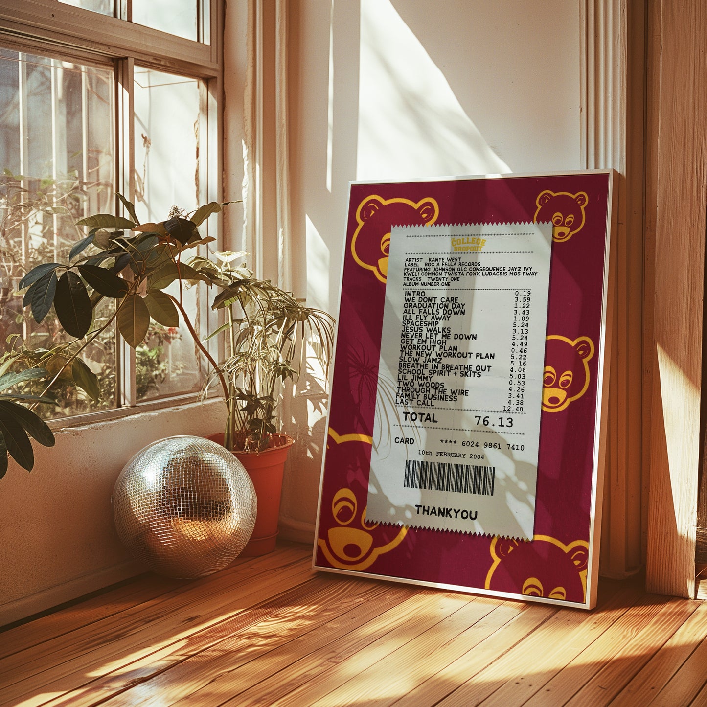 Kanye West College Dropout receipt poster