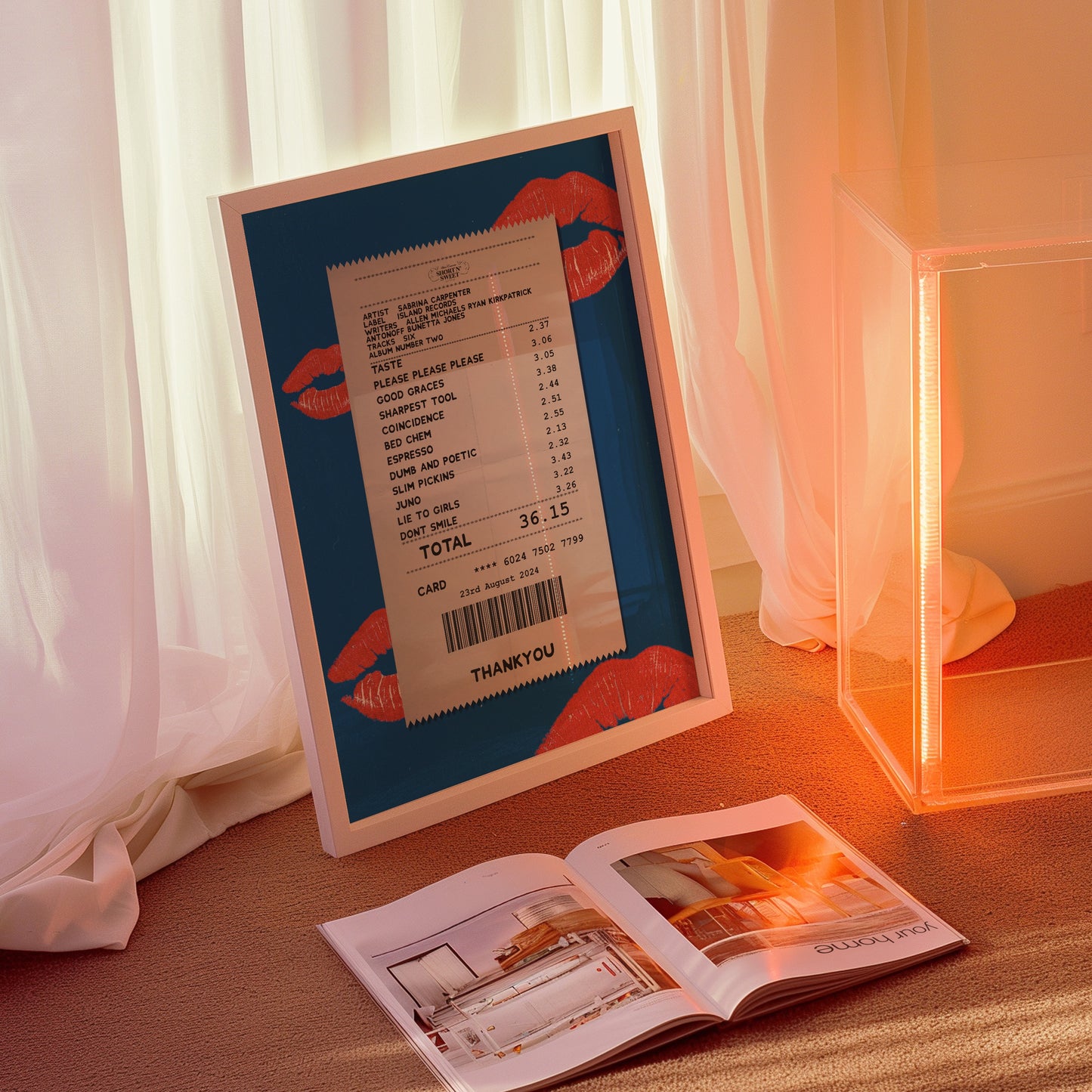 Sabrina Carpenter Short n Sweet receipt poster