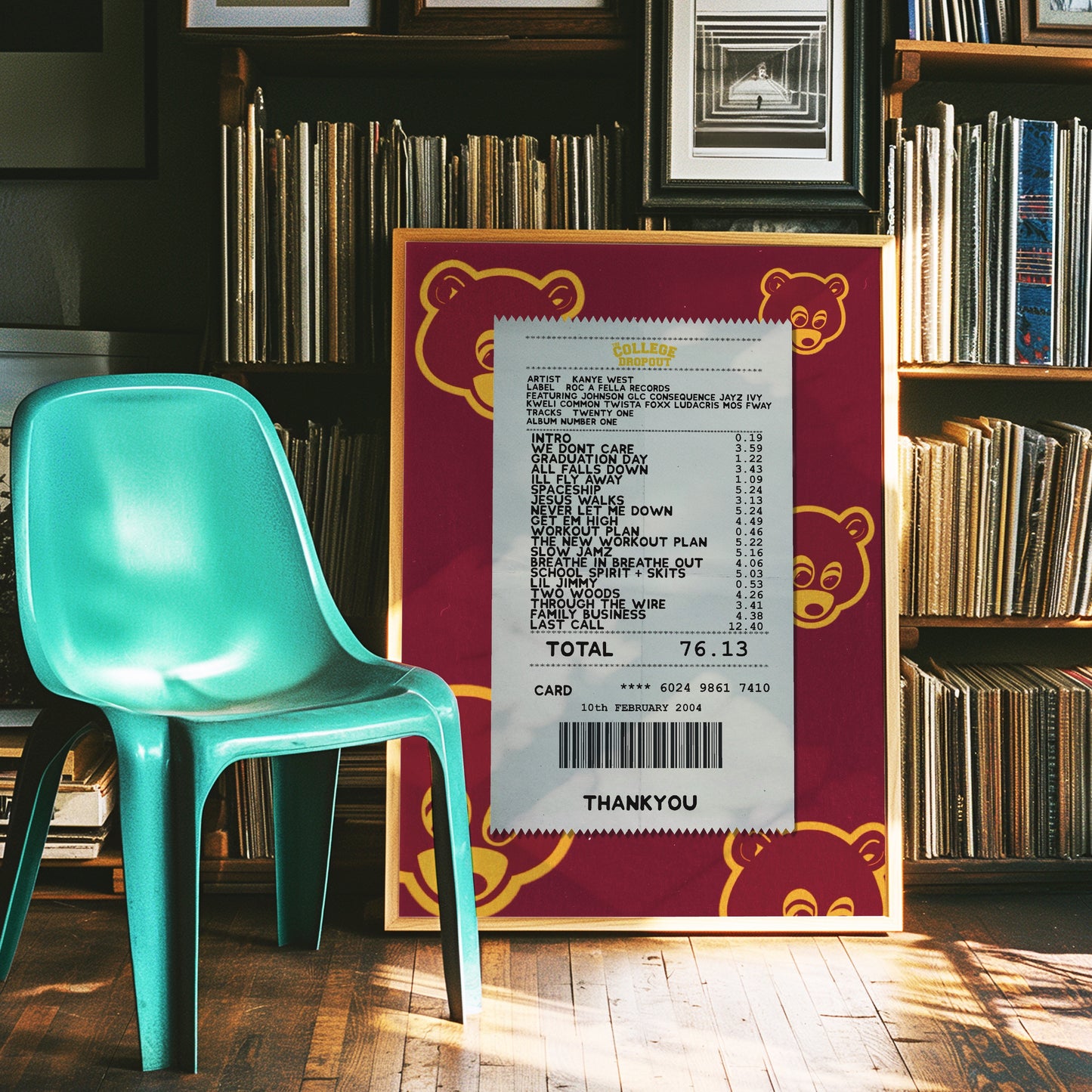 Kanye West College Dropout receipt poster