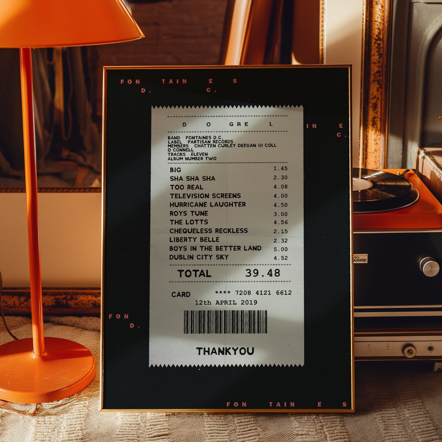Fontaines D.C. Dogrel receipt poster