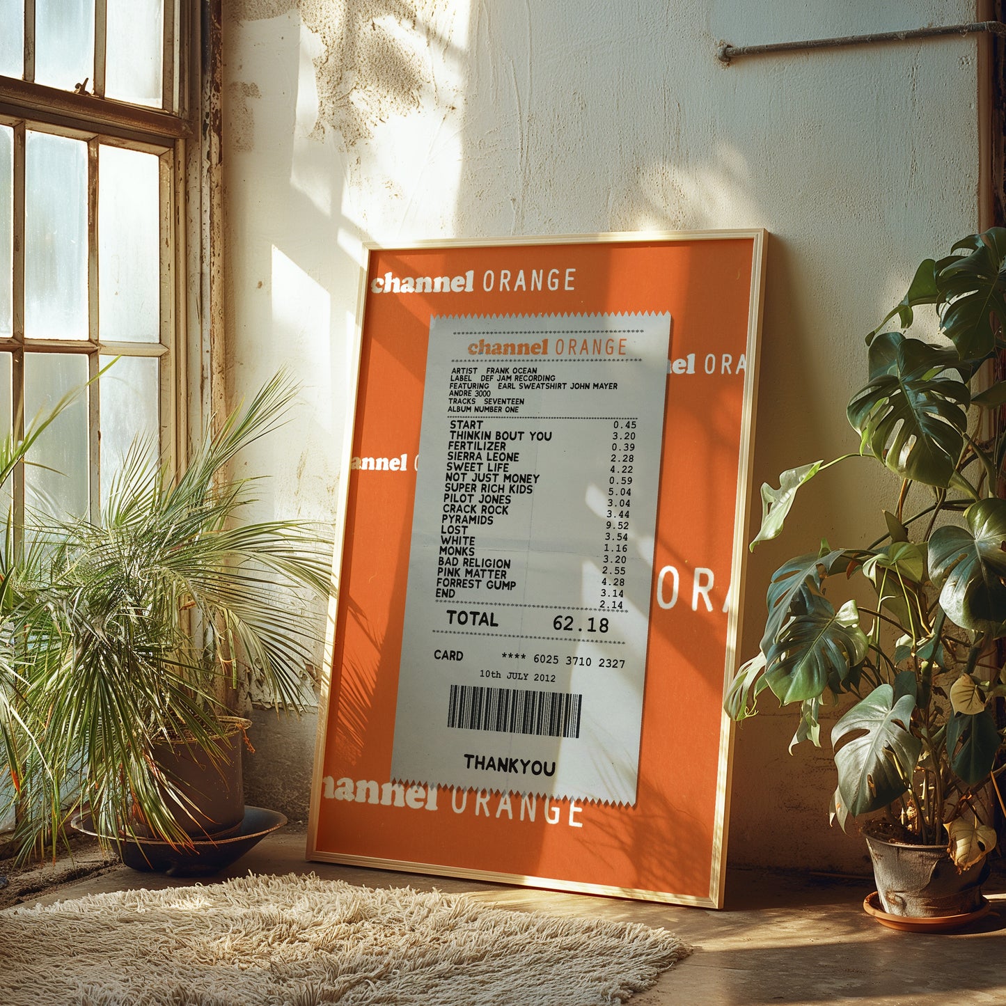 Frank Ocean Channel Orange receipt poster