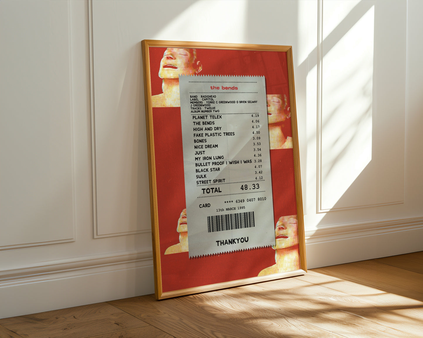 Radiohead the Bends receipt poster