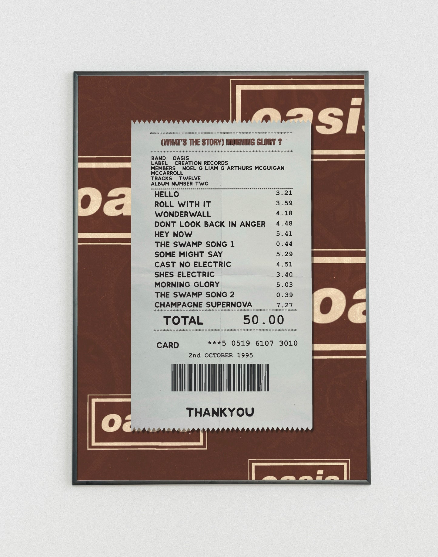 Oasis Morning Glory receipt poster