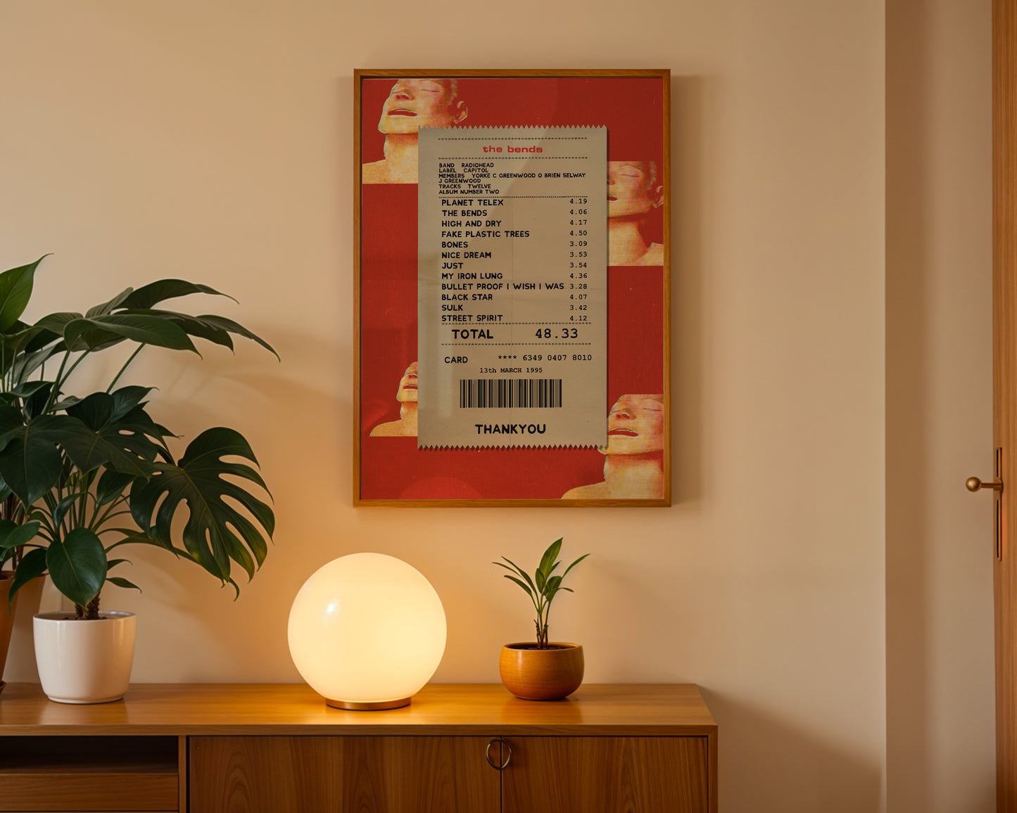 Radiohead the Bends receipt poster