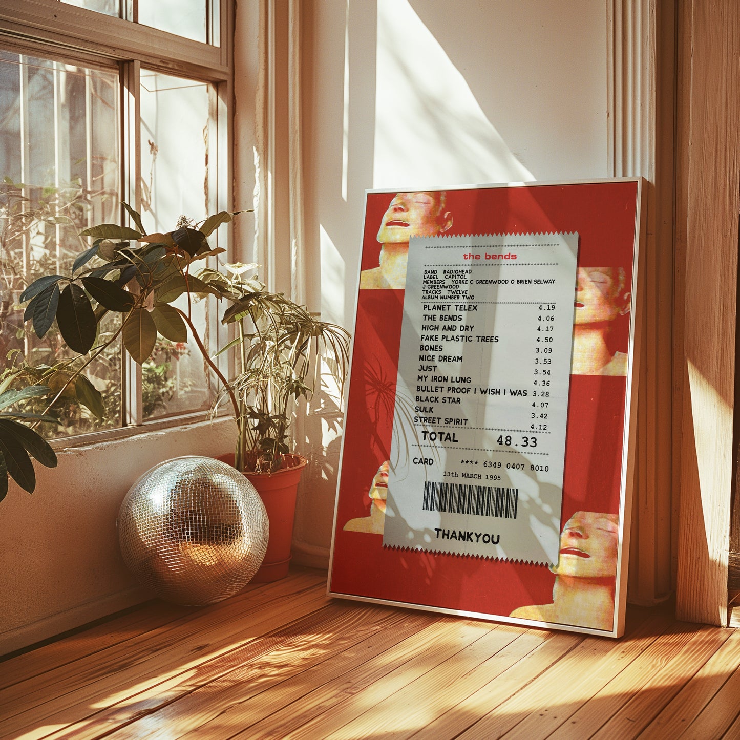 Radiohead the Bends receipt poster