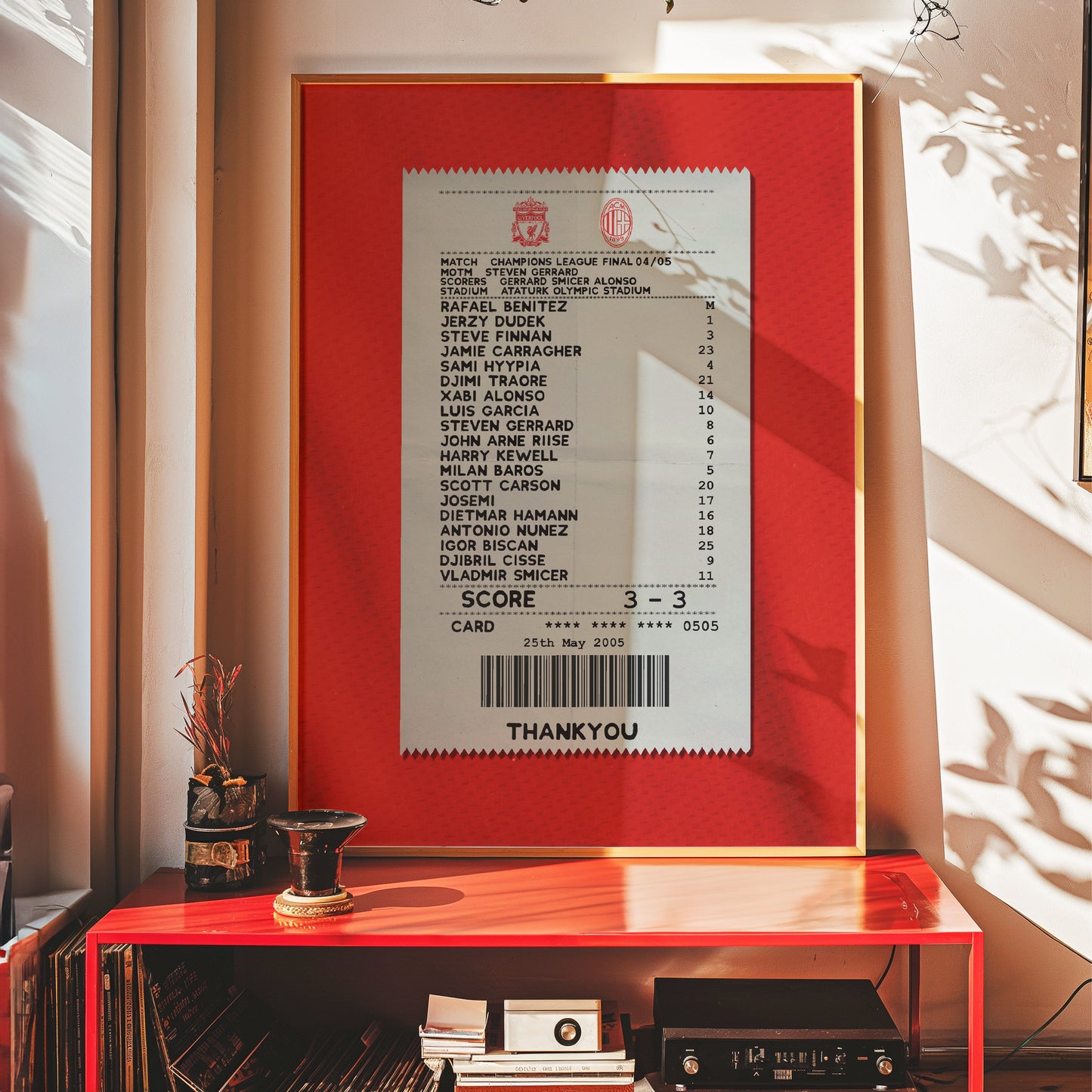 Liverpool 2005 UCL Final match receipt poster