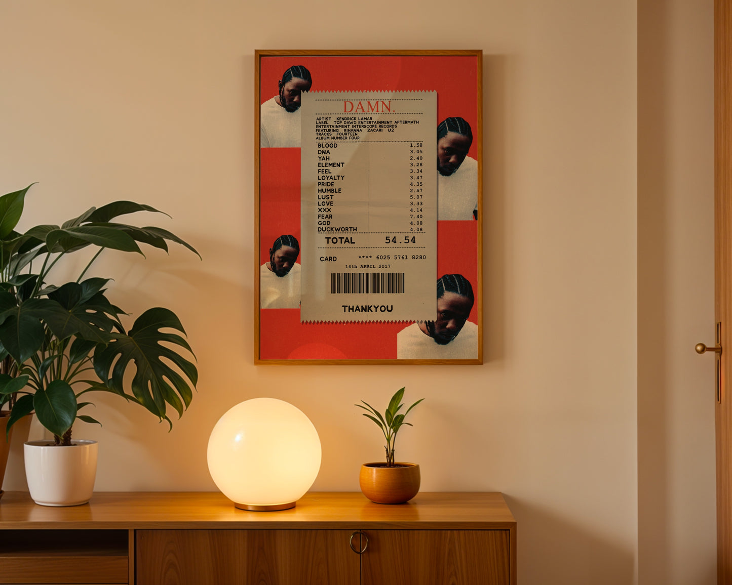 Kendrick Lamar Damn receipt poster