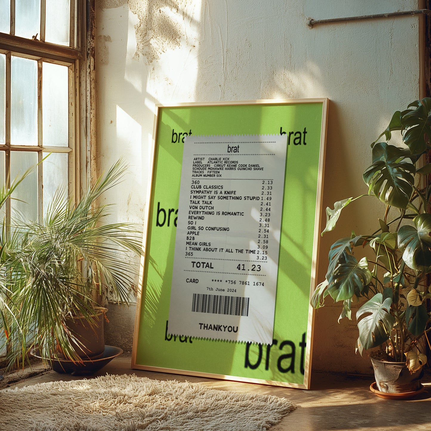 Charlie XCX Brat receipt poster