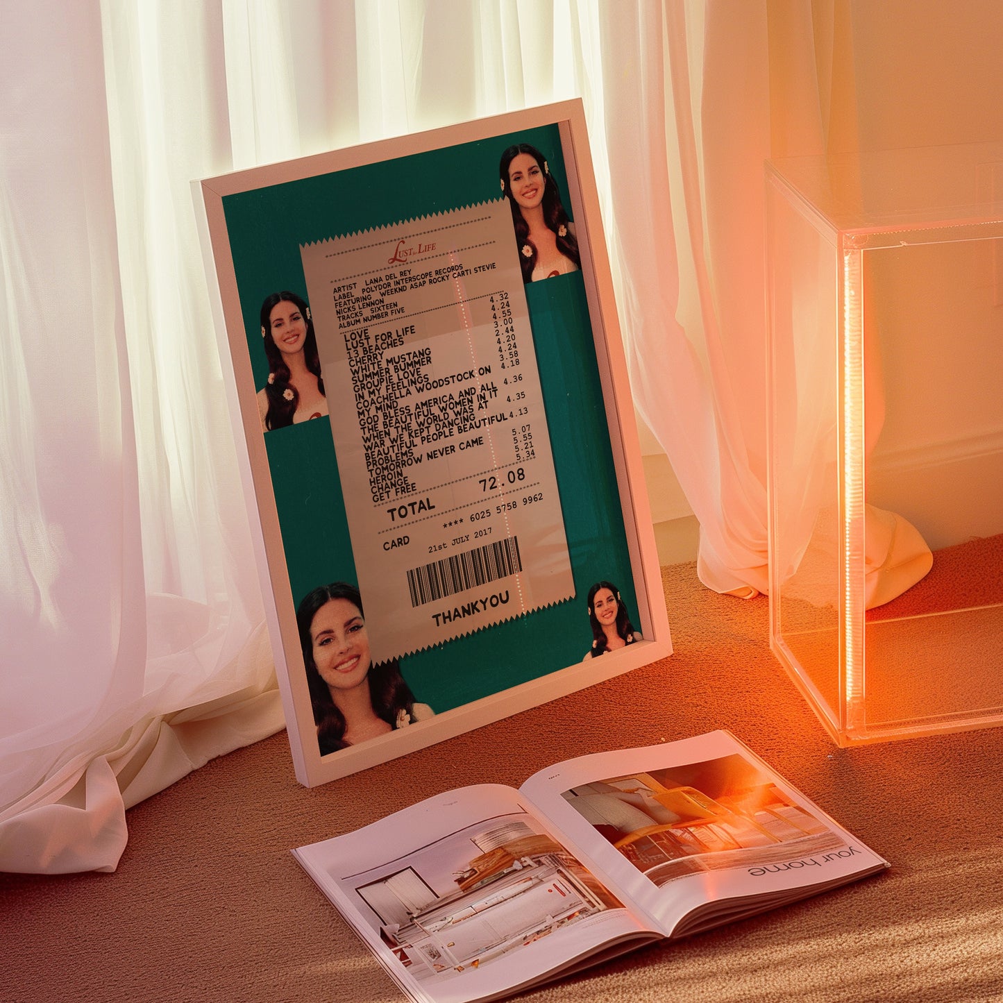 Lana Del Rey Lust for Life receipt poster