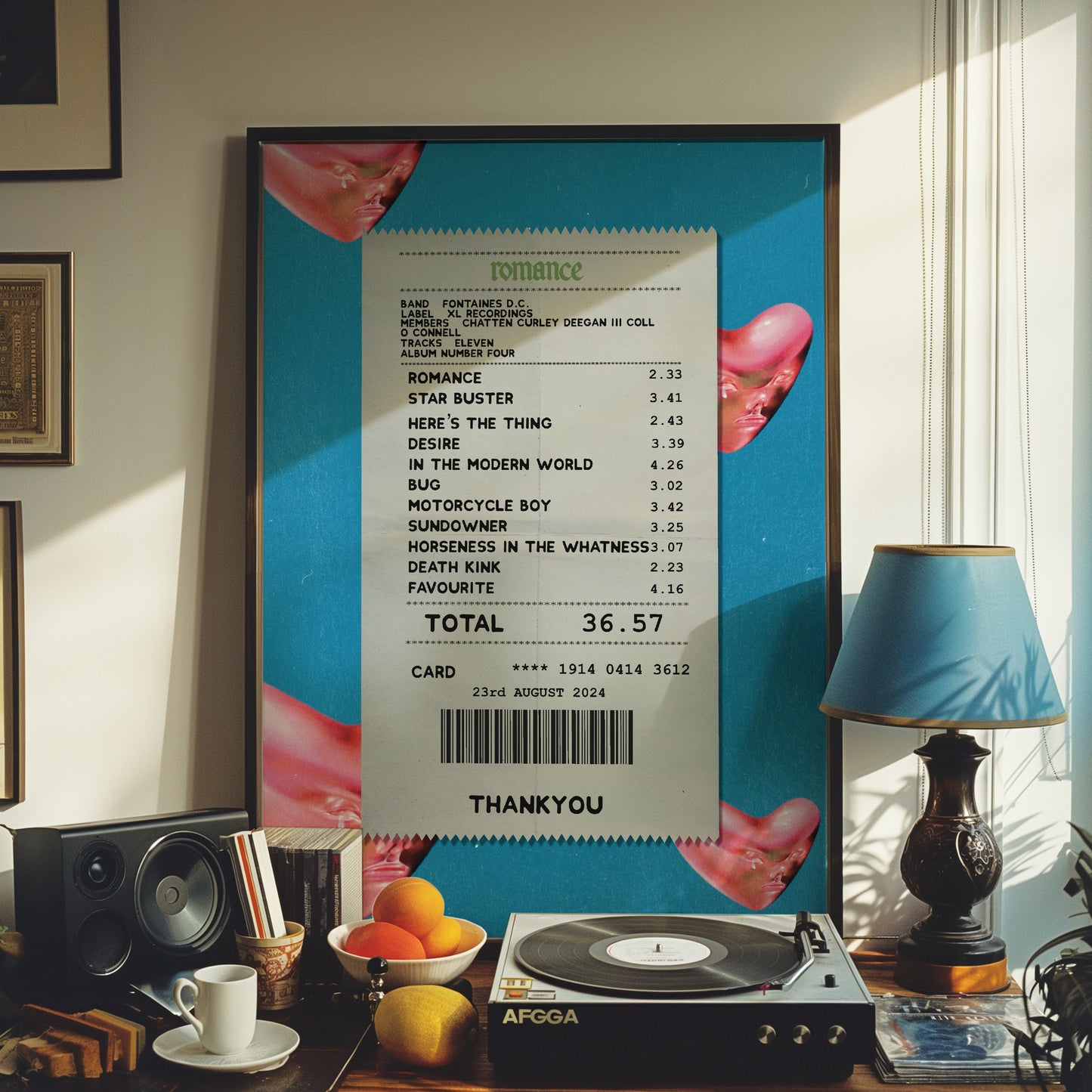 Fontaines D.C. Romance Receipt poster