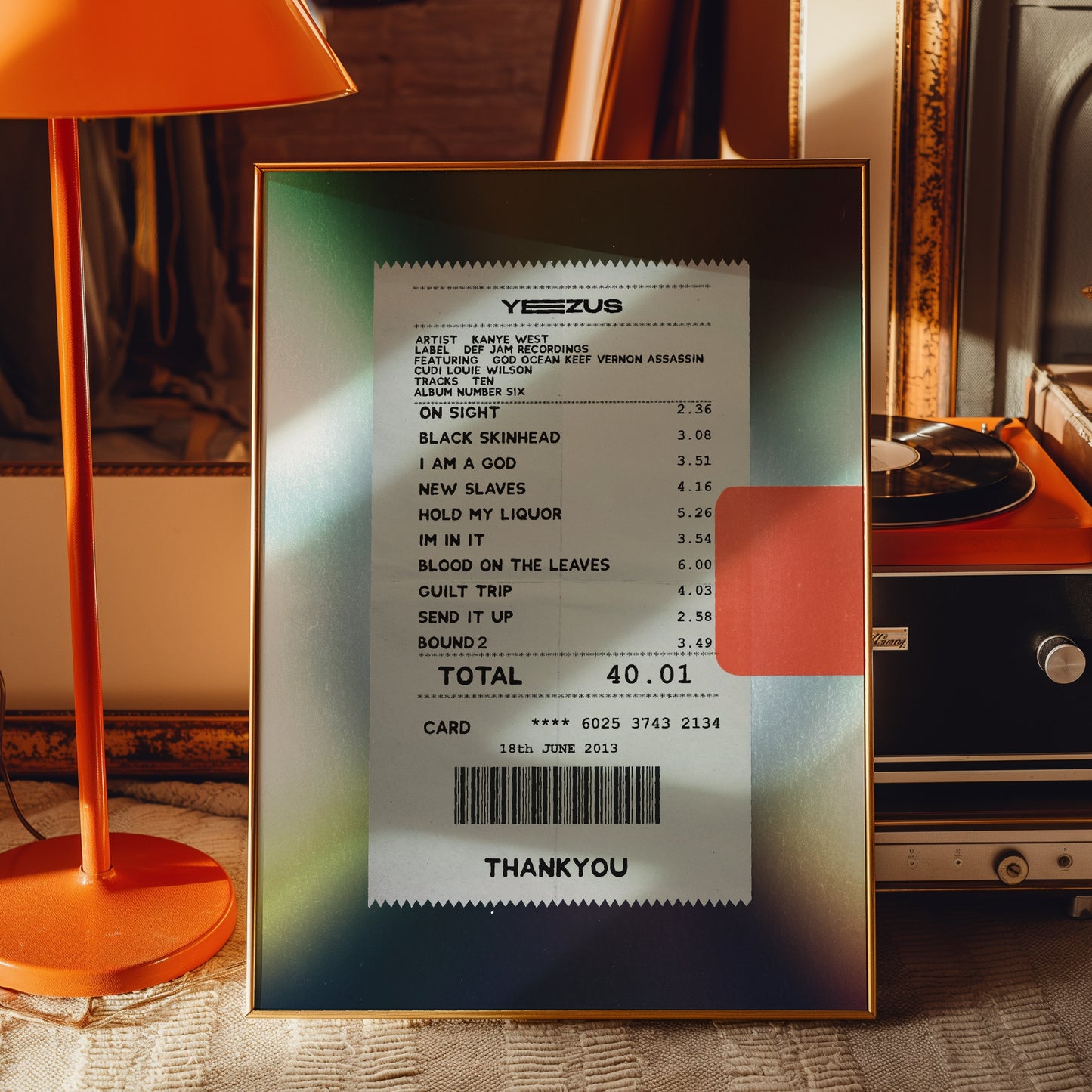 Kanye West Yeezus receipt poster