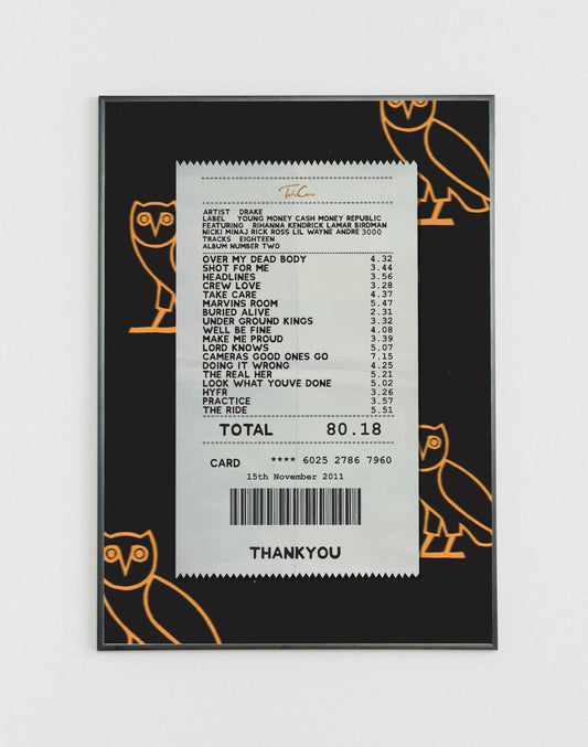 Drake Take Care receipt poster