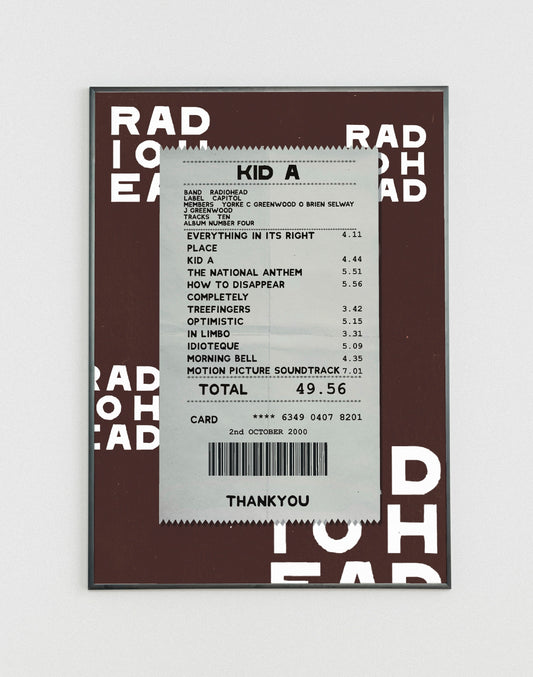 Radiohead Kid A receipt poster