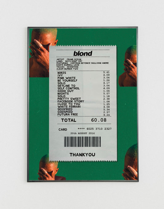 Frank Ocean Blonde receipt poster