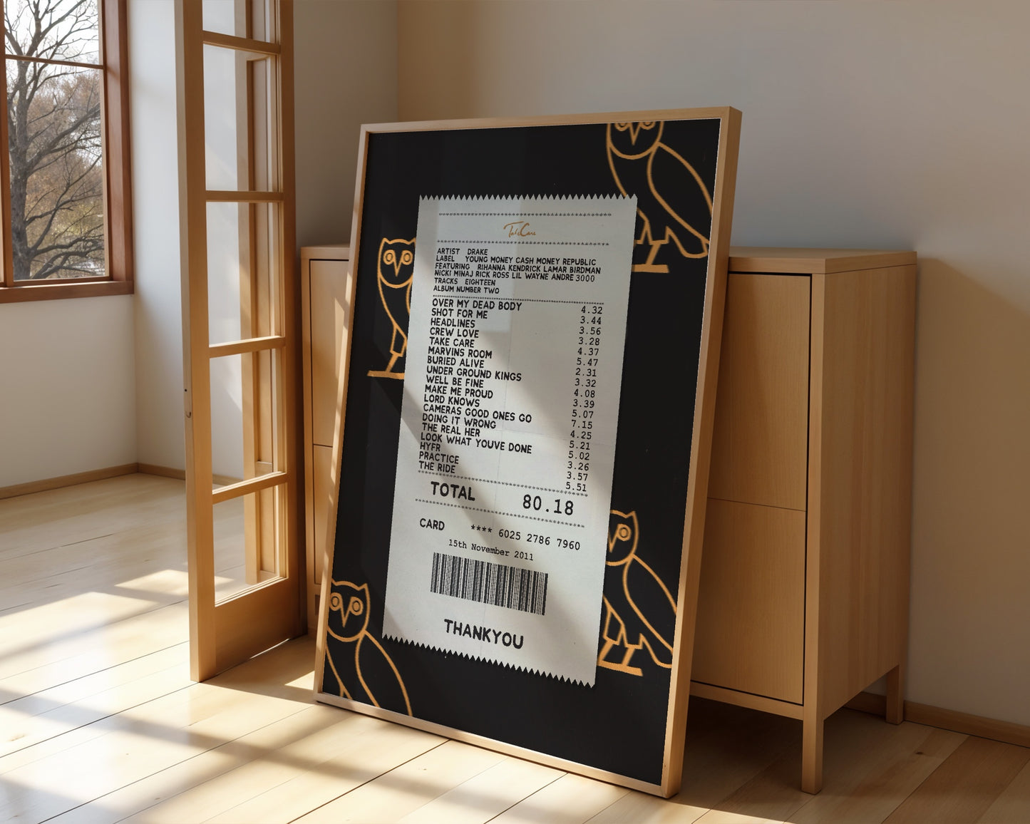Drake Take Care receipt poster