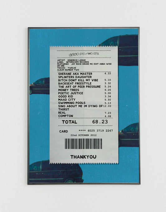 Kendrick Lamar MAAD City receipt poster